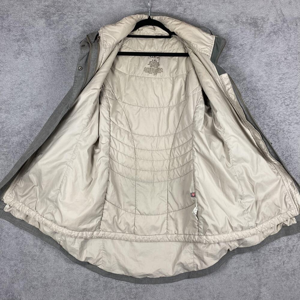 LL Bean Jacket Womens Small Gray Hooded Full Zip Polyester Parka Coat Insulated - Picture 7 of 16